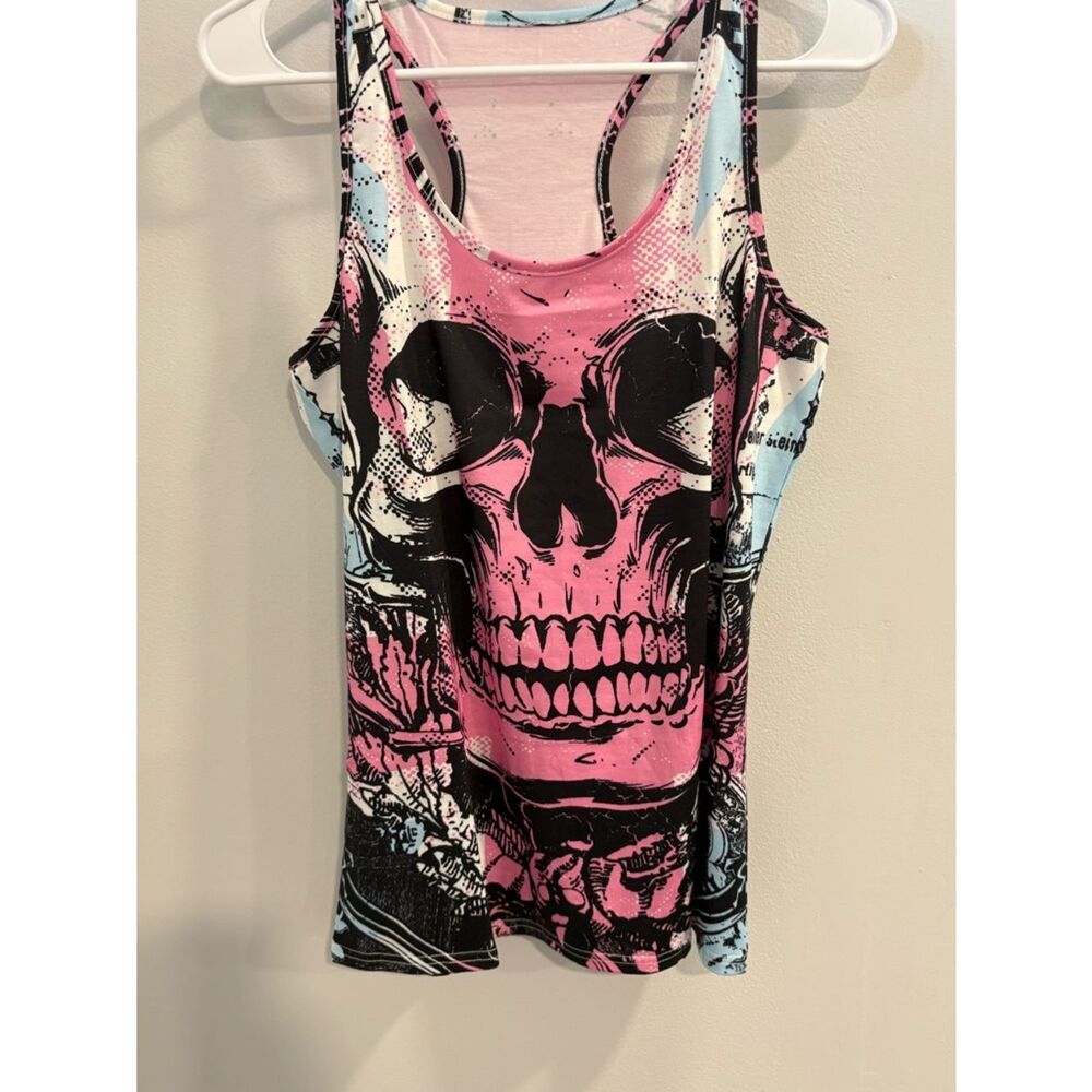 Pink Skull Graphic Racerback Tank Top - Picture 9 of 9